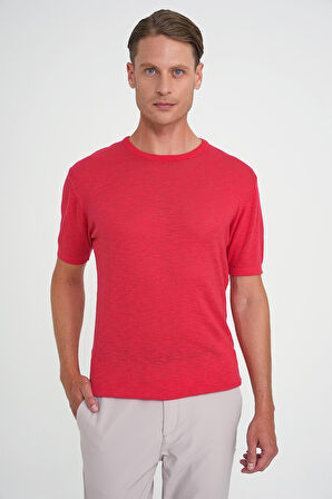 Comfort Fit Bisiklet Yaka Kısa Kol Spor Mercan Triko Tr 881