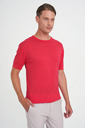 Comfort Fit Bisiklet Yaka Kısa Kol Spor Mercan Triko Tr 881