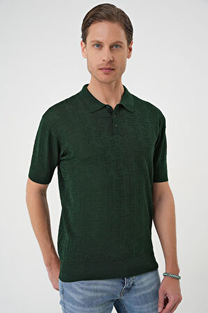Tr 880 Comfort Fit Polo Yaka Pamuklu Kısa Kol Casuel Yeşil Triko Tişört