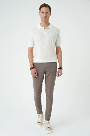 Tr 880 Comfort Fit Polo Yaka Pamuklu Kısa Kol Casuel Ekru Triko Tişört