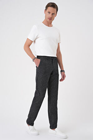 Comfort Fit Kırçıllı Beli Lastikli Siyah Jogger Pantolon P 1176