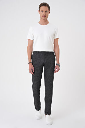 Comfort Fit Kırçıllı Beli Lastikli Siyah Jogger Pantolon P 1176