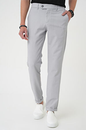 Comfort Fit Gofre Dokulu Beli Lastikli Gri Jogger Pantolon P 1177