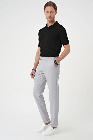 Comfort Fit Gofre Dokulu Beli Lastikli Gri Jogger Pantolon P 1177