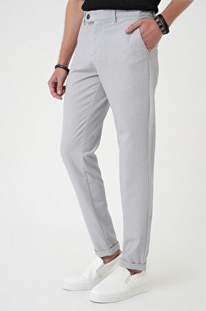 Comfort Fit Gofre Dokulu Beli Lastikli Gri Jogger Pantolon P 1177