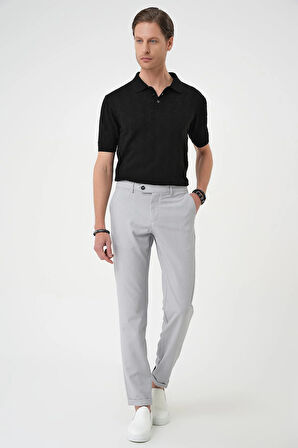 Comfort Fit Gofre Dokulu Beli Lastikli Gri Jogger Pantolon P 1177