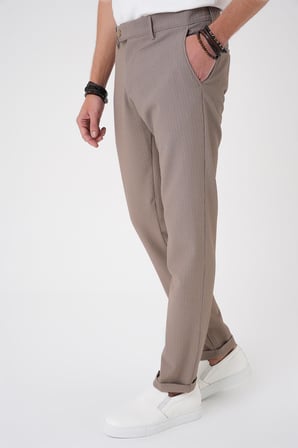 Comfort Fit Gofre Dokulu Beli Lastikli Vizon Jogger Pantolon P 1177