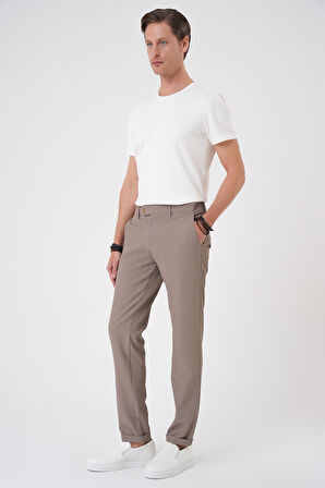 Comfort Fit Gofre Dokulu Beli Lastikli Vizon Jogger Pantolon P 1177