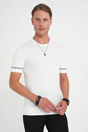 Comfort Fit Bisiklet Yaka Kısa Kollu Ekru Triko Tr 882