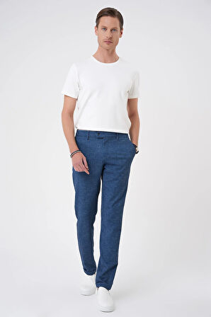 Comfort Fit Kırçıllı Beli Lastikli Gece Mavisi Jogger Pantolon P 1176