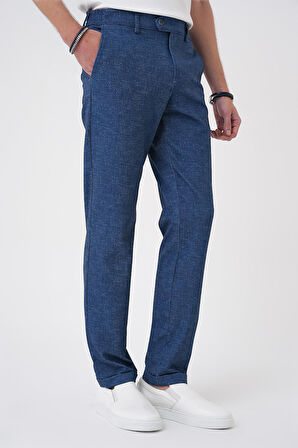 Comfort Fit Kırçıllı Beli Lastikli Gece Mavisi Jogger Pantolon P 1176