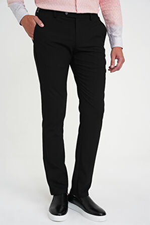 Comfort Fit Beli Lastikli Yandan Tokalı Esnek Siyah Jogger Pantolon P 1178