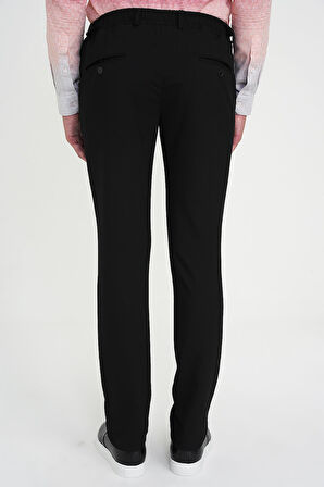 Comfort Fit Beli Lastikli Yandan Tokalı Esnek Siyah Jogger Pantolon P 1178