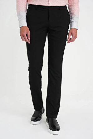 Comfort Fit Beli Lastikli Yandan Tokalı Esnek Lacivert Jogger Pantolon P 1178