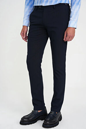 Comfort Fit Beli Lastikli Yandan Tokalı Esnek Lacivert Jogger Pantolon P 1178