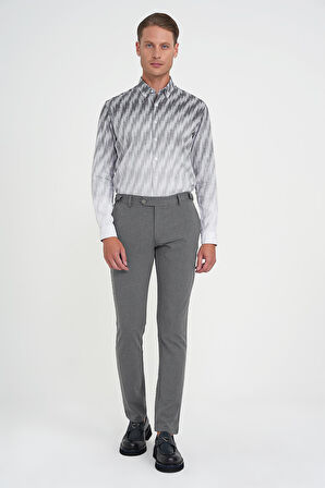 Comfort Fit Beli Lastikli Yandan Tokalı Esnek Açık Gri Jogger Pantolon P 1178