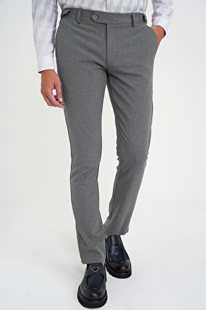 Comfort Fit Beli Lastikli Yandan Tokalı Esnek Açık Gri Jogger Pantolon P 1178