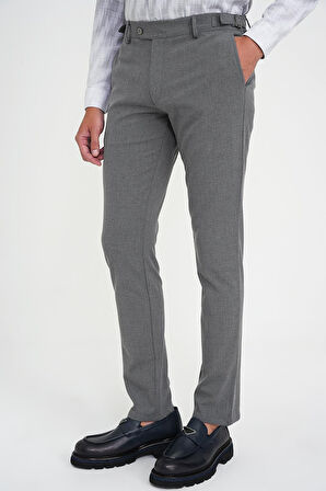 Comfort Fit Beli Lastikli Yandan Tokalı Esnek Açık Gri Jogger Pantolon P 1178