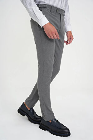 Comfort Fit Beli Lastikli Yandan Tokalı Esnek Açık Gri Jogger Pantolon P 1178