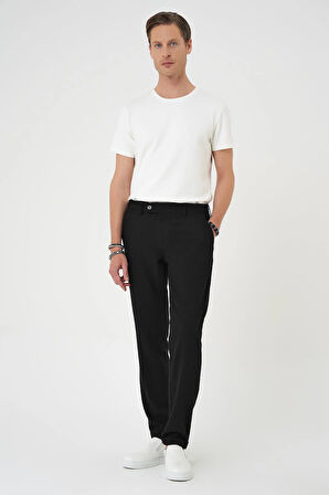 Comfort Fit Beli Lastikli Siyah Jogger Pantolon  P 1179