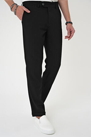 Comfort Fit Beli Lastikli Siyah Jogger Pantolon  P 1179