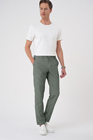 Comfort Fit Kırçıllı Beli Lastikli Yeşil Jogger Pantolon P 1176