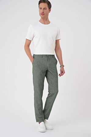 Comfort Fit Kırçıllı Beli Lastikli Yeşil Jogger Pantolon P 1176