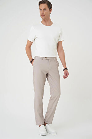 Comfort Fit Beli Lastikli Bej Jogger Pantolon  P 1181