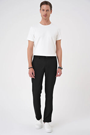 Comfort Fit Beli Lastikli Siyah Jogger Pantolon  P 1183
