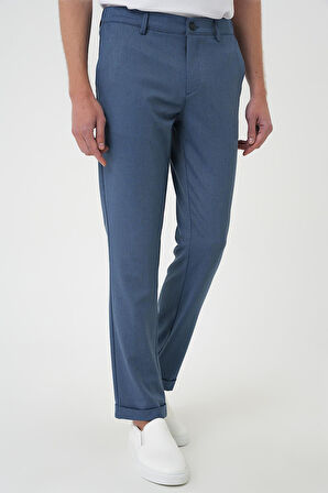 Comfort Fit Beli Lastikli İndigo Jogger Pantolon  P 1183