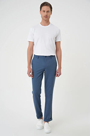 Comfort Fit Beli Lastikli İndigo Jogger Pantolon  P 1183