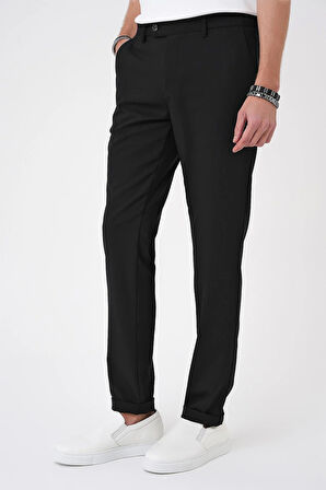 Comfort Fit Beli Lastikli Siyah Jogger Pantolon  P 1184
