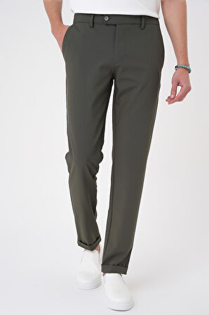Comfort Fit Beli Lastikli Haki Jogger Pantolon  P 1184