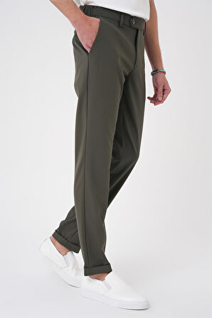 Comfort Fit Beli Lastikli Haki Jogger Pantolon  P 1184