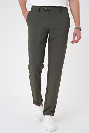Comfort Fit Beli Lastikli Haki Jogger Pantolon  P 1184