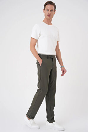Comfort Fit Beli Lastikli Haki Jogger Pantolon  P 1184