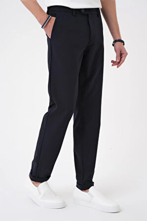 Comfort Fit Beli Lastikli Lacivert Jogger Pantolon  P 1184