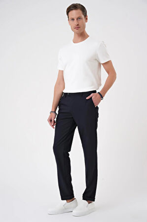 Comfort Fit Beli Lastikli Lacivert Jogger Pantolon  P 1184