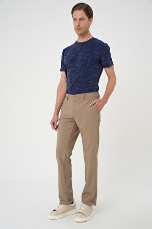 Comfort Fit Beli Lastikli Bej Jogger Pantolon  P 1185