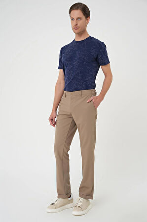 Comfort Fit Beli Lastikli Bej Jogger Pantolon  P 1185