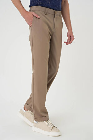 Comfort Fit Beli Lastikli Bej Jogger Pantolon  P 1185