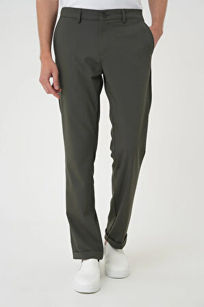 Comfort Fit Beli Lastikli Haki Jogger Pantolon  P 1185