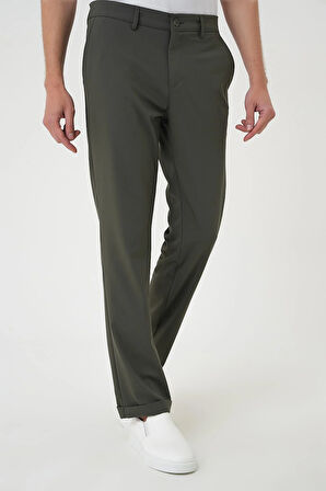 Comfort Fit Beli Lastikli Haki Jogger Pantolon  P 1185