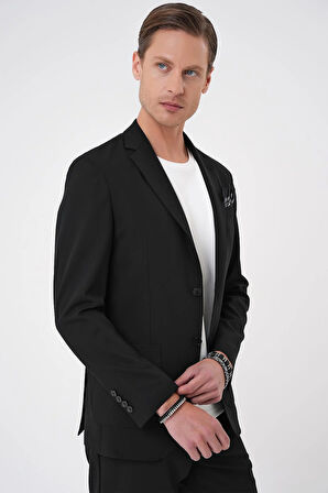 C 707 Comfort Fit Mono Yaka Torba Cep Casual Siyah Ceket