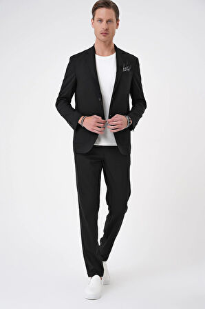 C 707 Comfort Fit Mono Yaka Torba Cep Casual Siyah Ceket