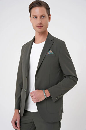 C 707 Comfort Fit Mono Yaka Torba Cep Casual Haki Ceket