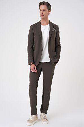 C 707 Comfort Fit Mono Yaka Torba Cep Casual Toprak Ceket