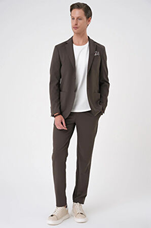 C 707 Comfort Fit Mono Yaka Torba Cep Casual Toprak Ceket