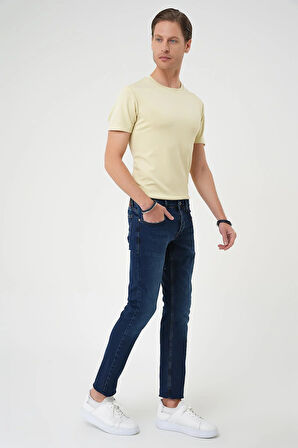 Denim 133 Slim Fit Beş Cepli Likralı Yıkamalı Koyu Mavi Jean Pantolon