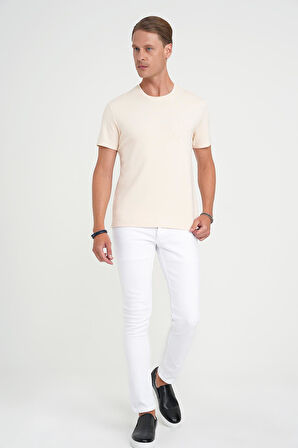 Slim Fit Beş Cep Likralı Beyaz Jean Pantolon Denim 134